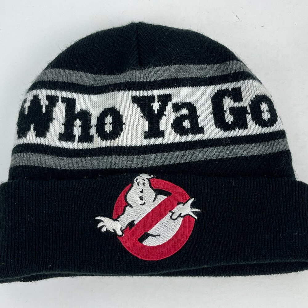 Concept One Ghostbusters Beanie Hat One Size Black Acrylic Knit Lined Stretch